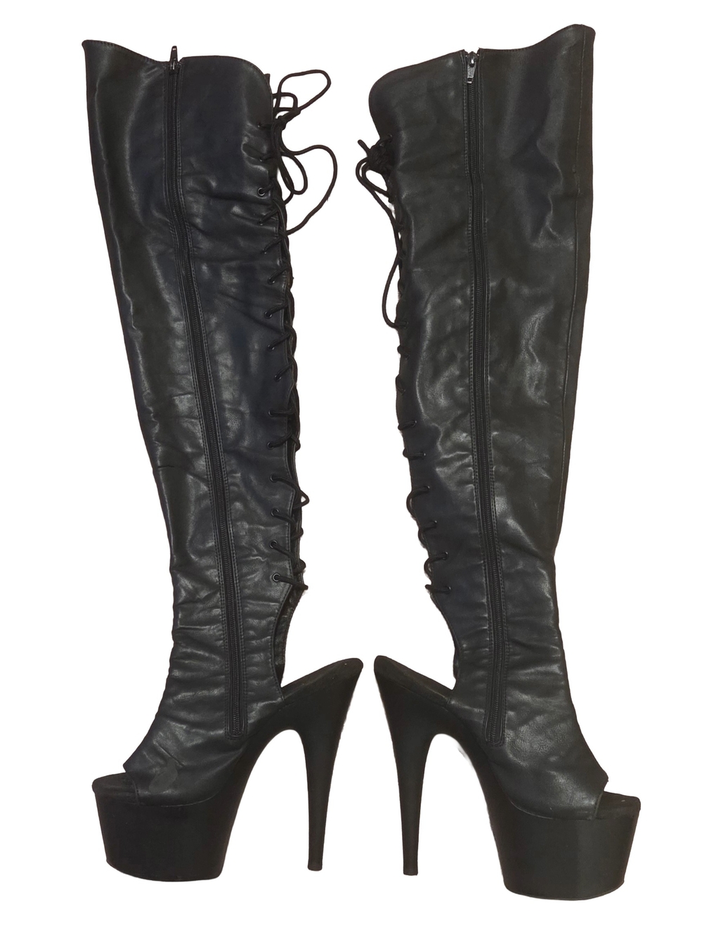 Pleaser Adore-3019 Black Over-the-Knee Stiletto Boots